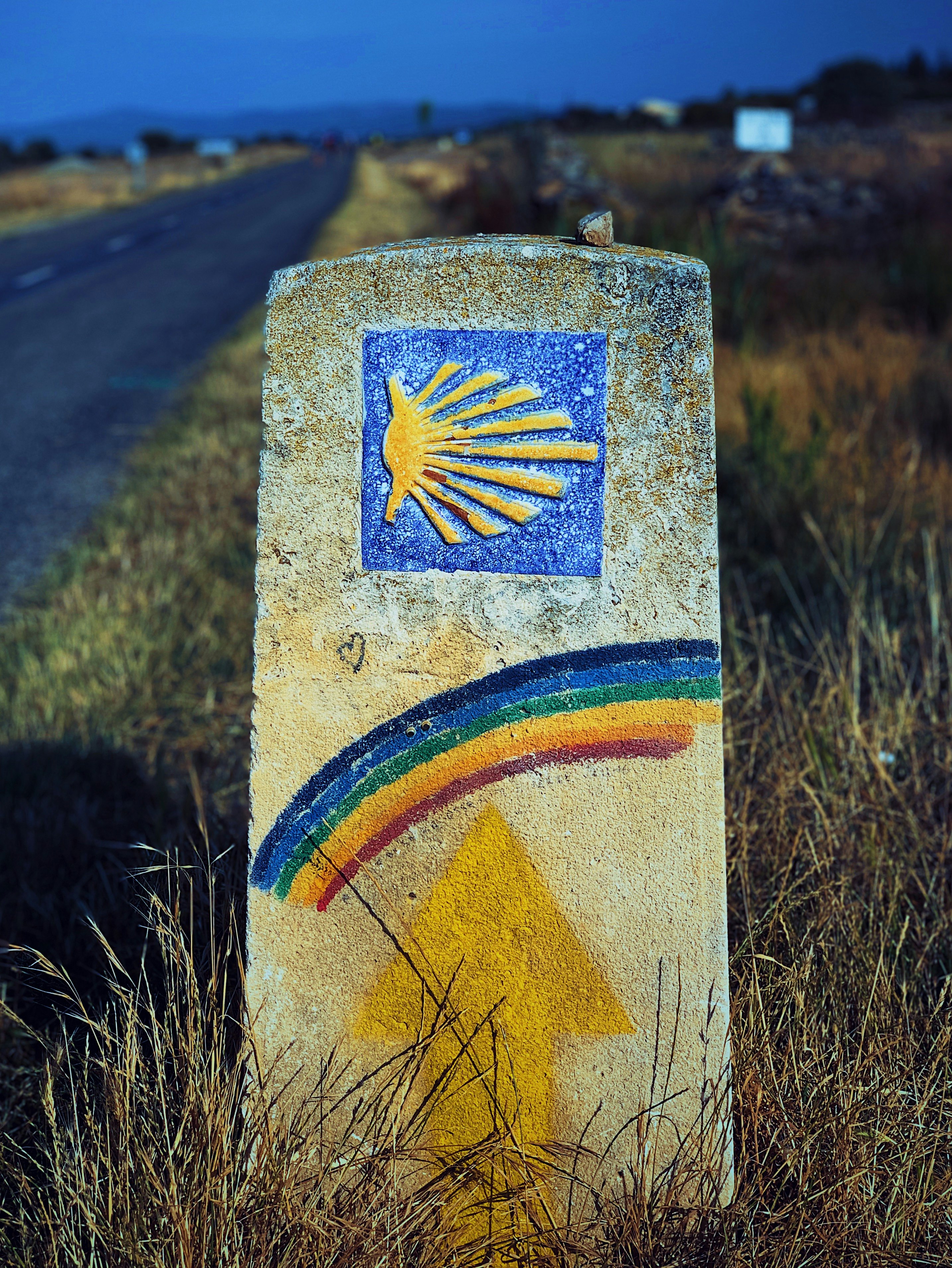 multicolored road marker